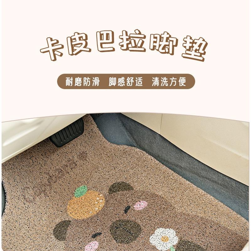 Capybara Cartoon Car Floor Mats Wear Resistant Washable Universal