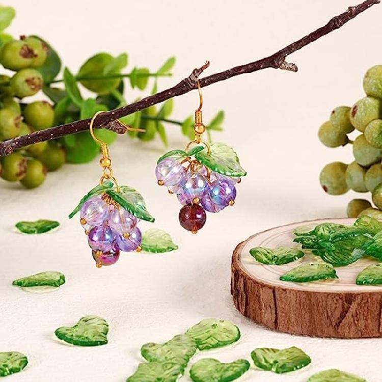 100 шт. Акриловый кулон-шарм в виде зеленого листа для DIY брелоков, изготовления бижутерии, фурнитура