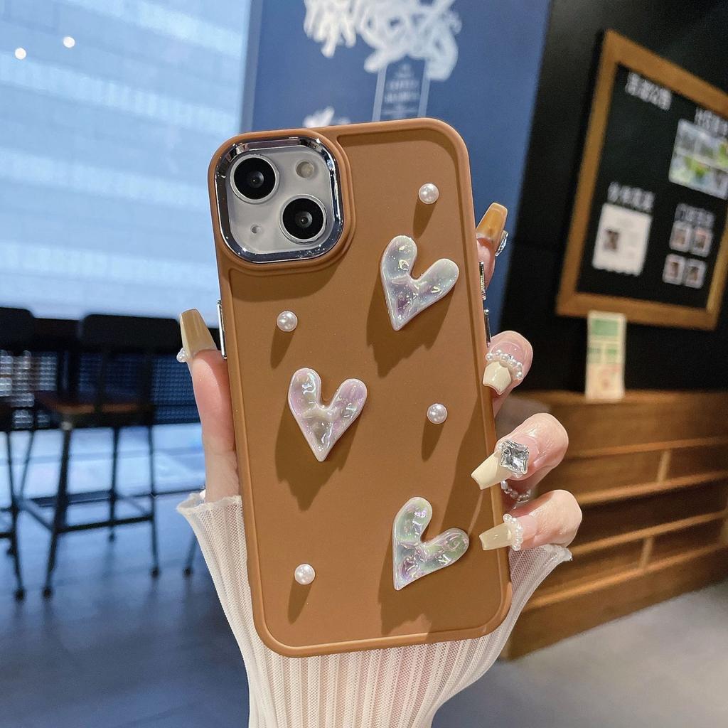 Металлическая фоторамка Подходит для чехла для мобильного телефона Apple 16PROMAX IPhoneX Жемчужная защитная крышка с подвеской 'Любовь' для девочки