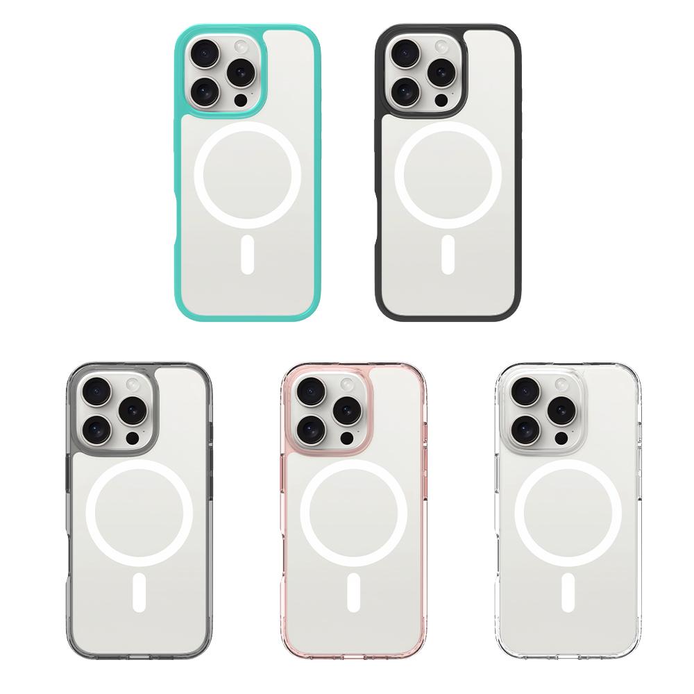 Для iPhone 16 Pro Чехол Совместимый с MagSafe PC+TPU Прозрачная Накладка на Телефон с Защитным Стеклом для Экрана