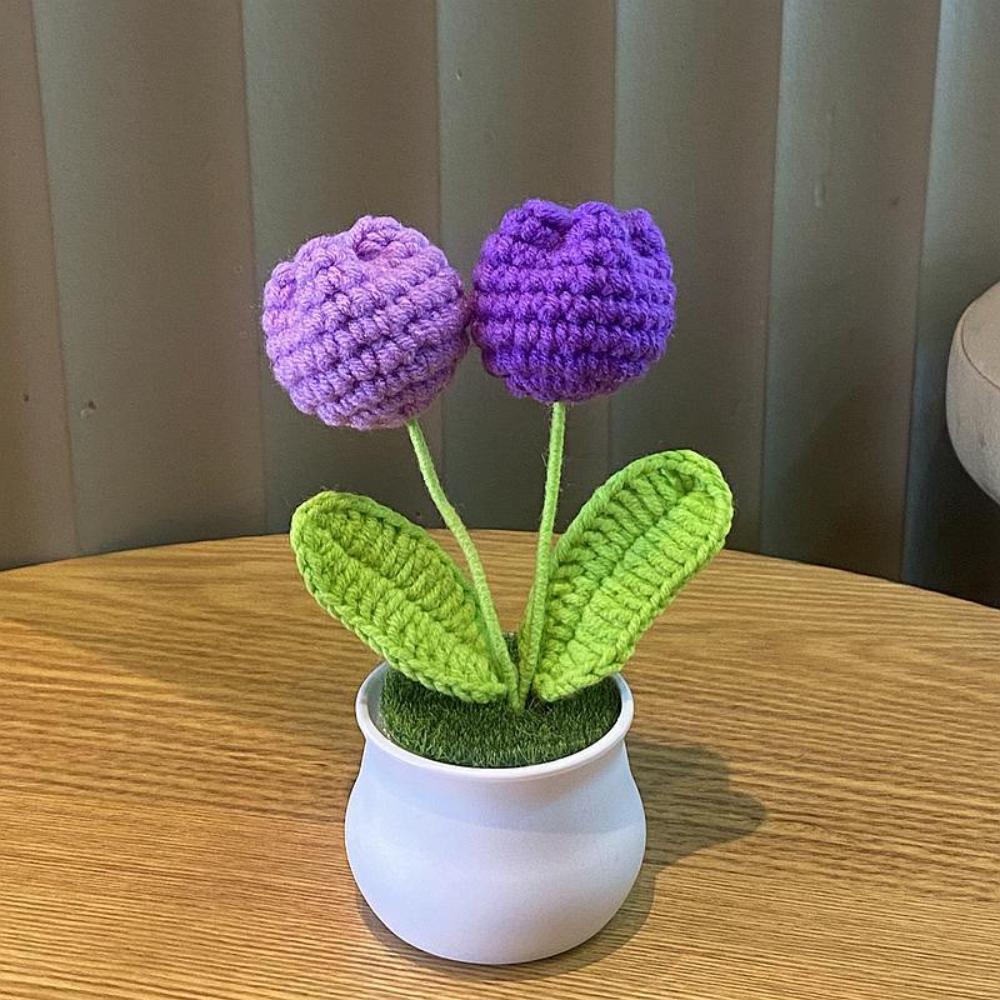 Готовые вязаные крючком цветы тюльпаны горшки DIY поделка Модный тюльпан ручной работы цветы Мини ручной работы плетеный цветок в горшке Офис