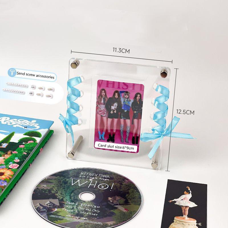 Подставка для фотографий на компакт-дисках, прозрачная акриловая фоторамка, держатель для фотокарточек, протектор для открыток-идолов, декор комнаты