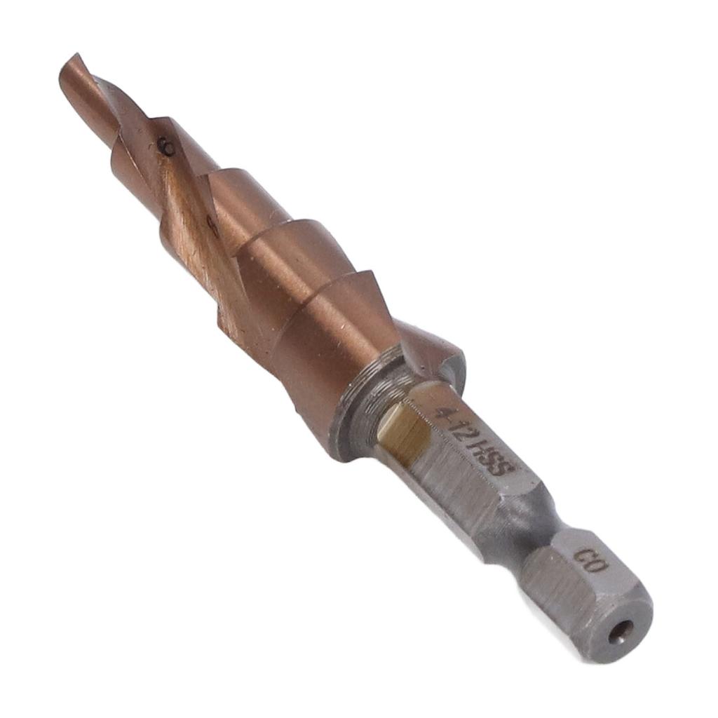 Spiral Step Drill Bit Accurate Positioning 118 Degrees X Shaped Opening Design M35 High Speed Steel Hex