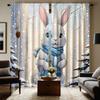 2 Pieces of HD Rabbit Curtain In the Snow White Tie Digital Printed Curtain Home Decoration Style Decoration Living Room Bedroom
