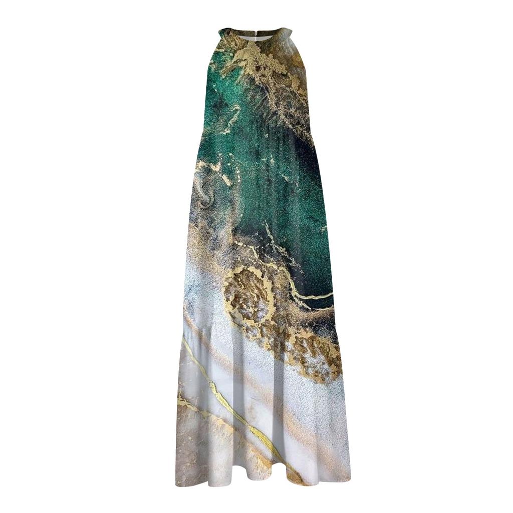 Женские летние свободные повседневные пляжные платья без рукавов с однотонным принтом и висячим вырезом