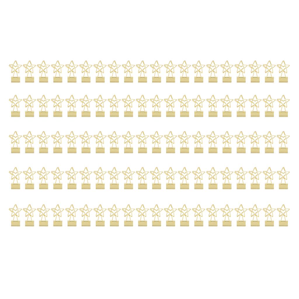 100 Pcs  Clips Star Shape Paper Clamps Hollow Long Tail Stationery Clip for School Office Gold