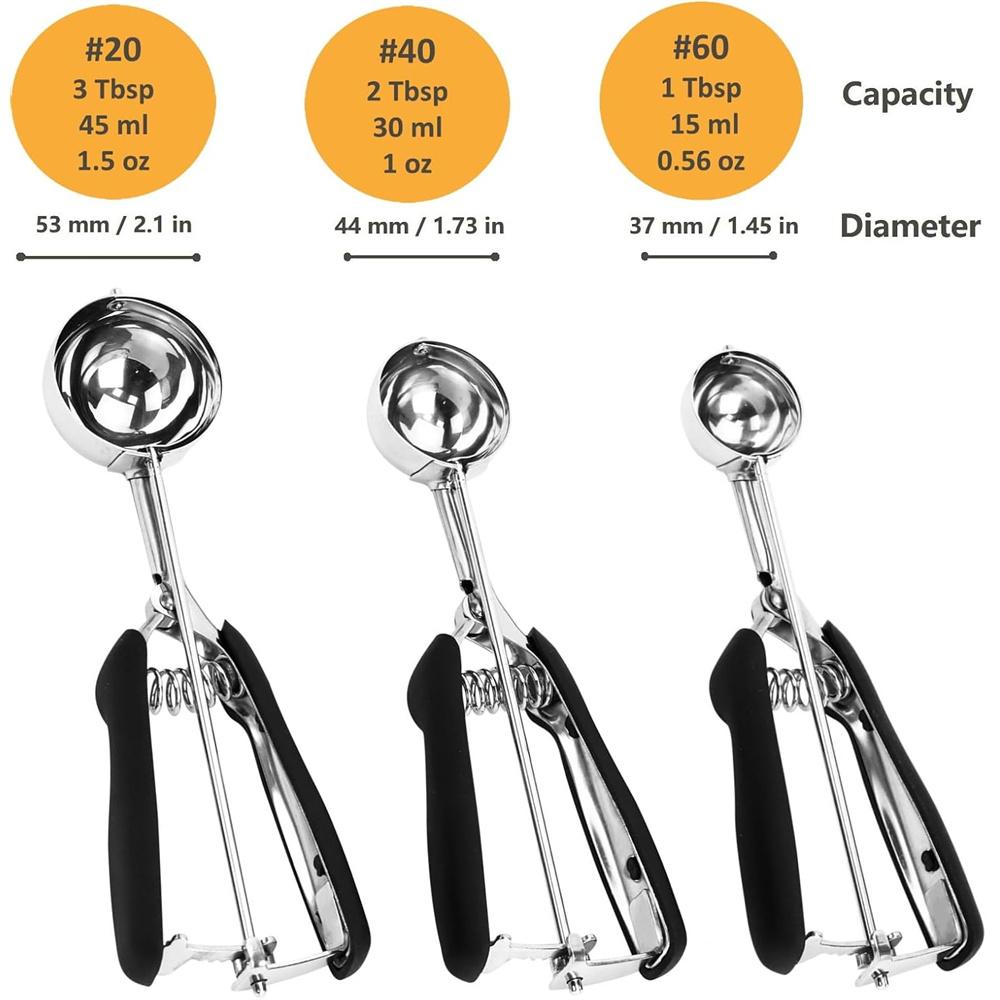 Stainless Steel Ice Cream Scoop For Baking Cookie Scoop, Trigger Release, Cookie Dough Scoop, Anti-Slip Spring-Trip Kitchen Tool