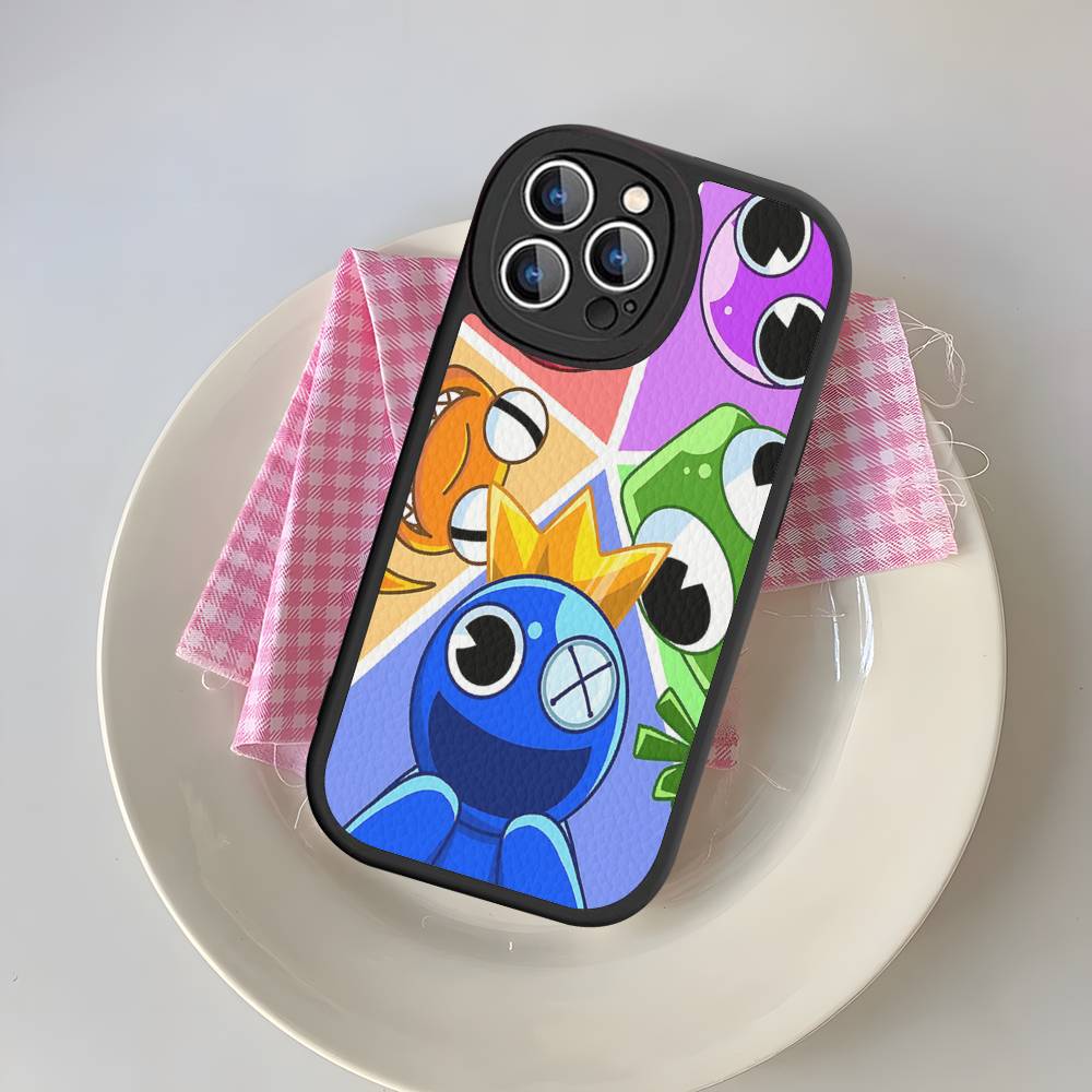 Мультяшный R-Rainbow Friends Для IPhone 16 15 14 13 12 11 Pro Max Plus Кожаный Чехол для Телефона
