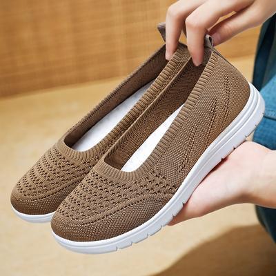 Одиночные туфли Осенние женские туфли с плоским дном и коротким носком Туфли для мам на одну ногу Туфли из ткани для женщин