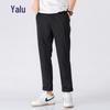 Yalu Men's Ice Silk Drawstring Elastic Waist Casual Straight-Leg Pants