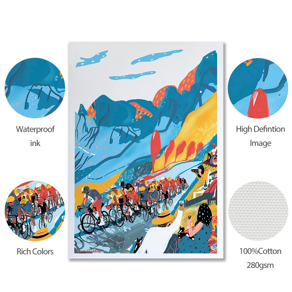 Франция Велосипед Арт Плакат Печать Дорожный Горный Велосипед Стена Тур Велогонка Абстрактная Картина Холст Комната Домашний Декор