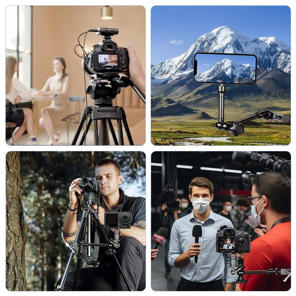 11-дюймовый волшебный зажим для камеры с дюймовым и дюймовым винтом, регулируемая подставка для камеры с 3 отверстиями 1/4 3/8 для оборудования для камеры, рычаг, ножки, фото,