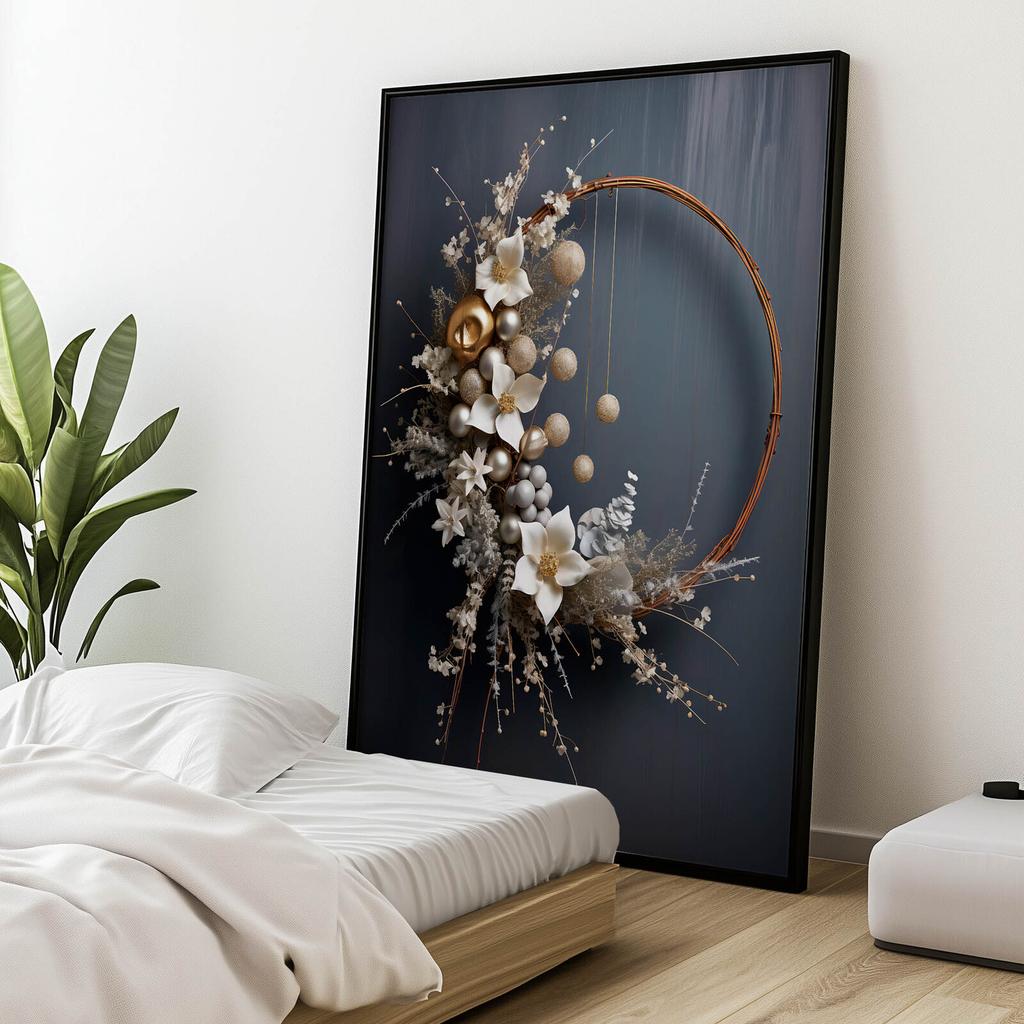 Magiczny Wieniec Bożonarodzeniowy Magiczny Wieniec Bożonarodzeniowy, 40X50 Cm, Rama Aluminiowa Złota, Papier Matowy 230 Gsm