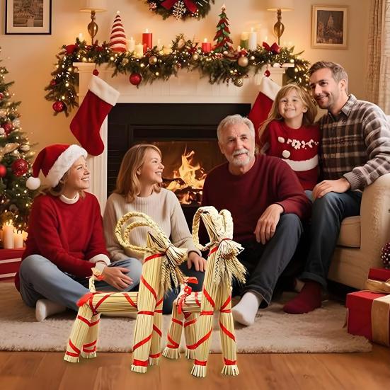 Рождественские соломенные украшения высотой 16,1 дюйма, шведский соломенный козел ручной работы, юльское украшение, традиционный подарок для дома, вечеринки по случаю дня рождения, наружный и внутренний декор