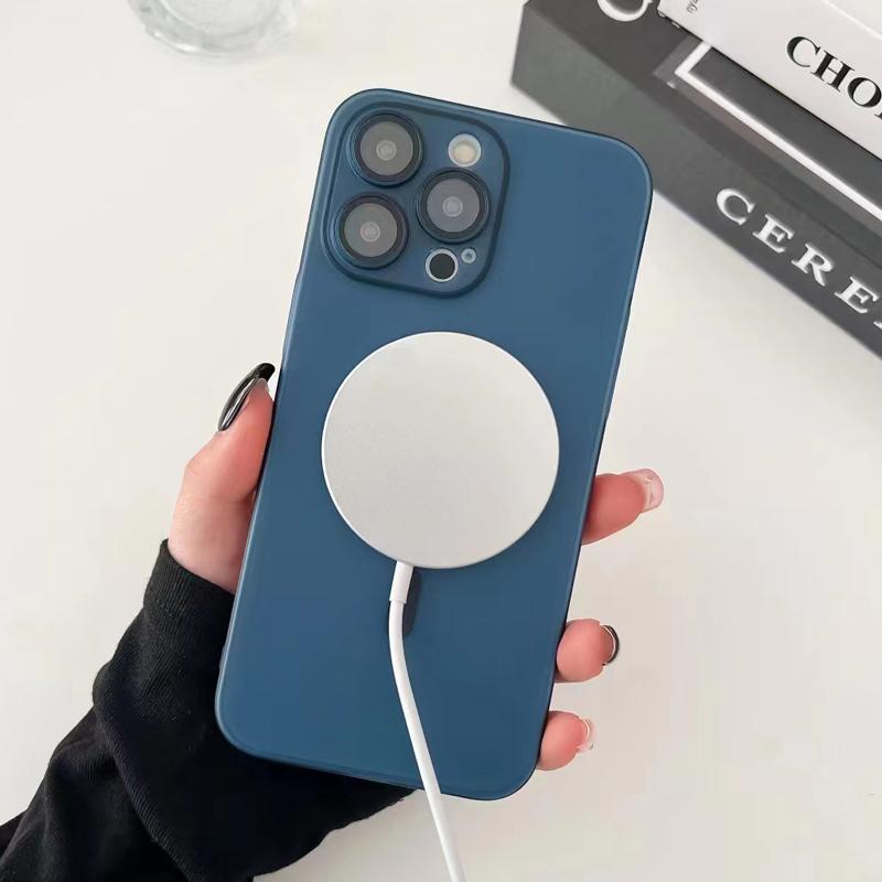 Роскошный ультратонкий чехол для беспроводной зарядки Magsafe Magnetic для iPhone 16 15 14 13 12 11 Pro Max Plus полупрозрачный матовый твердый чехол
