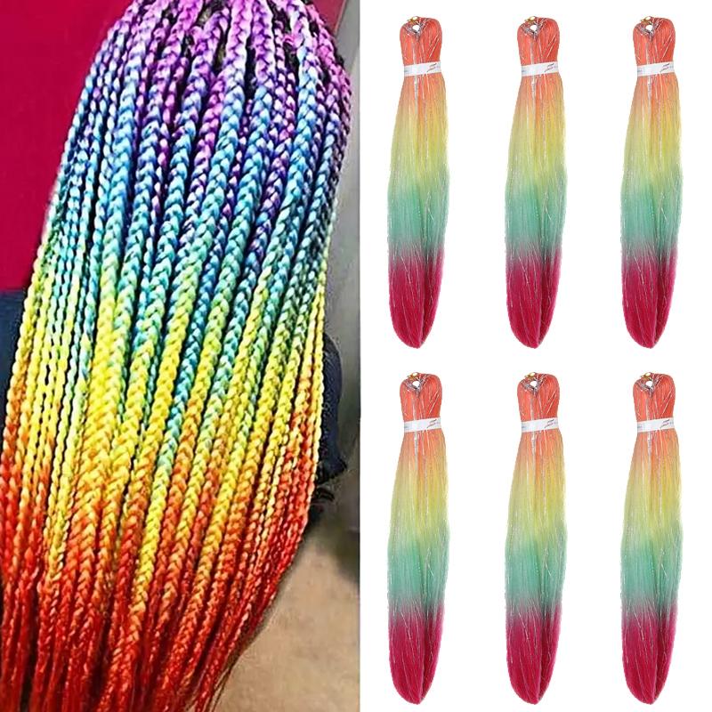 Golden Crochet Long Mixed Braid Wig Color Gradient Wig Synthetic Large Braid Reggae Hip-hop Dirty Braid Braided Hair Braid