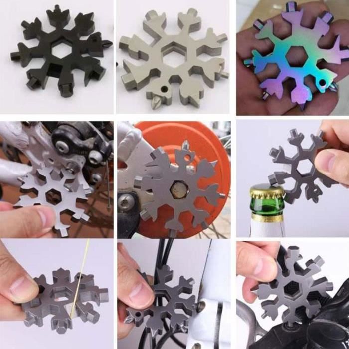 Multifunctional Tool Card - Snowflake - Compact and Portable - Stainless Steel