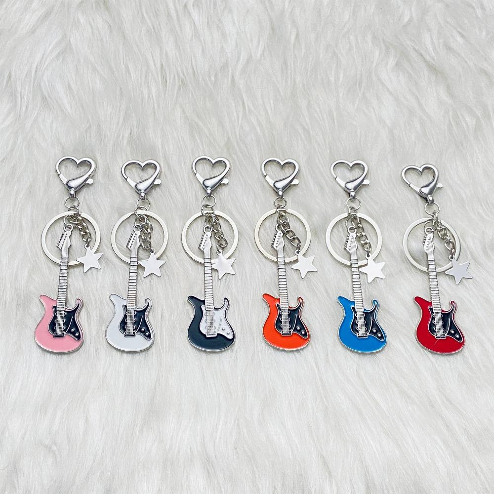 Y2k Guitar Keyring Star Musical Instrument Keychain Guitar Key Chain Couple Gift