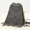 Women's Autumn and Winter Large-size Shawls Fashionable Striped Knitted Wool Collar Cardigan Loose Sweater Cape 5 Colors