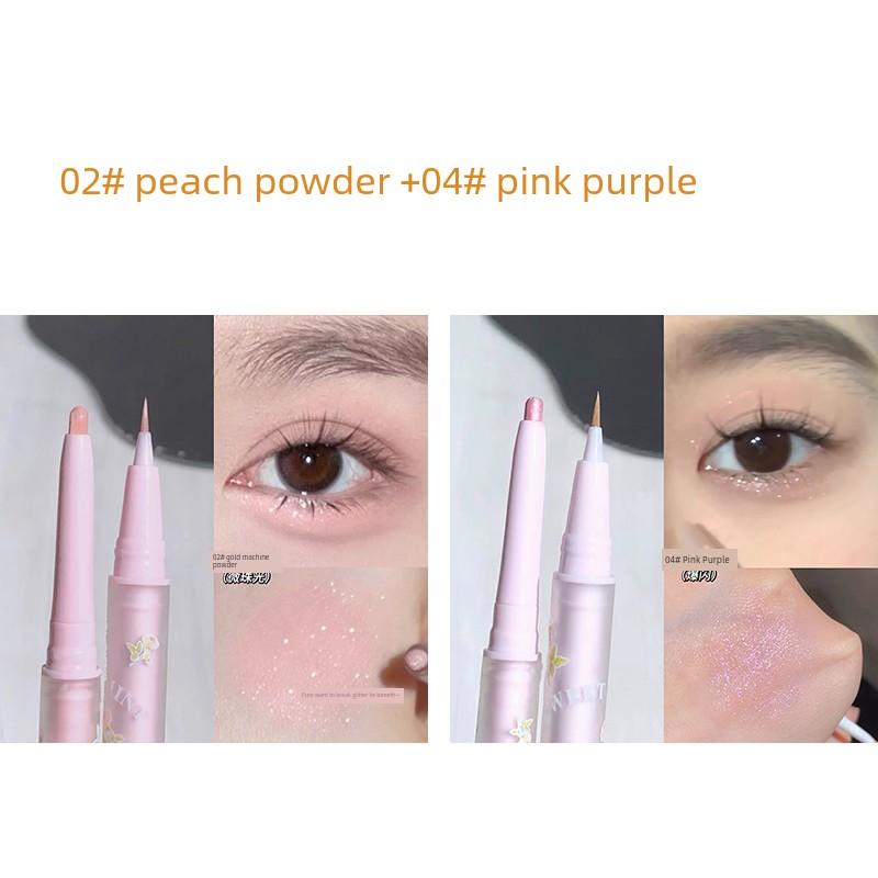 Dual Head Dual-Use Eye Shadow Pen Female White Highlight Brightening Eye Head Cut-off Two-in-One Lying Cicada Shimmer Matte Eye Shadow Makeup