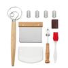 Danish Dough Whisk Baking Bread Stainless Steel Tool Set 2 Pcs Dough Scraper With 5 Replacement Blades-yu