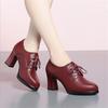 Fashion Spring Autumn Women's Pumps Fashion Deep Mouth Pumps Shoes Woman Genuine Leather Lace Up Single Shoes Mother High Heels Shoes
