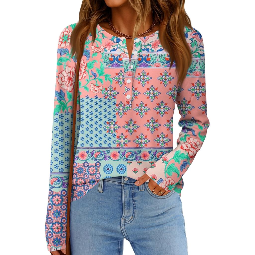 Women's Fashion  Loose Long Sleeve Round Neck Casual Top