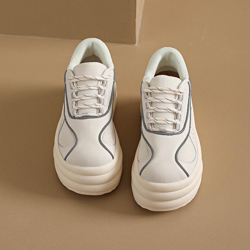 Leather platform white shoes women's 2025 summer new versatile height increase lightweight breathable board shoes casual sports shoes