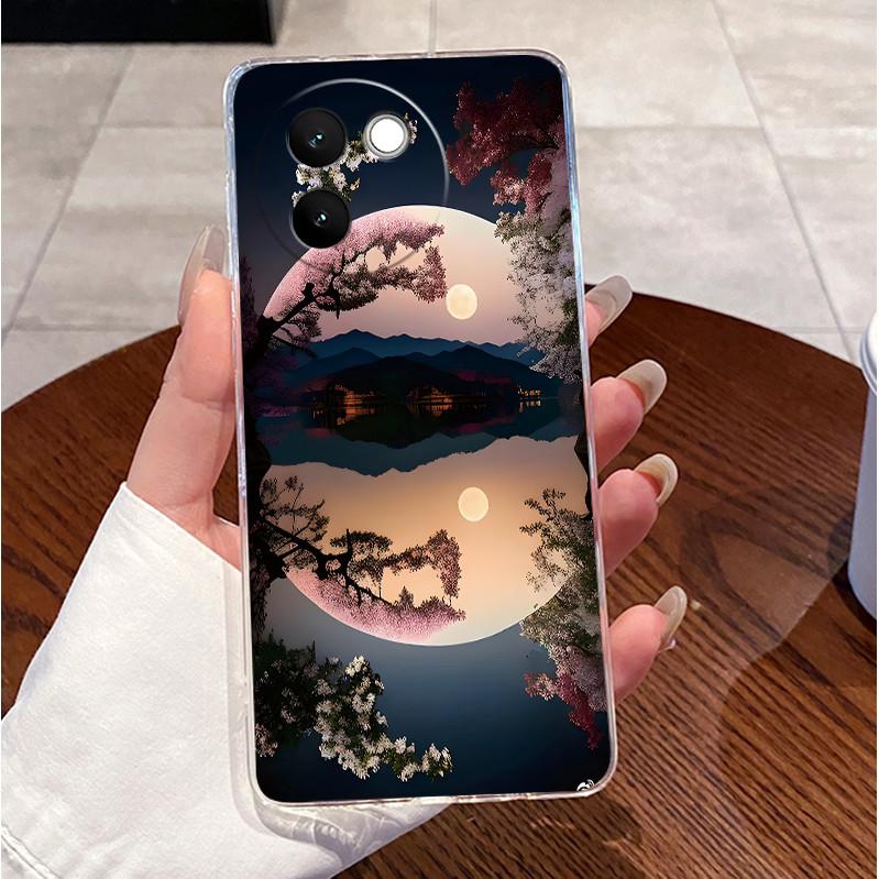 Чехол для Vivo V30e 5G V2339 Корпус Роскошный Милый Сердце Любовь Кролик Забавный Узор Крышка Прозрачный ТПУ Силикон Мягкий Чехол для Телефона