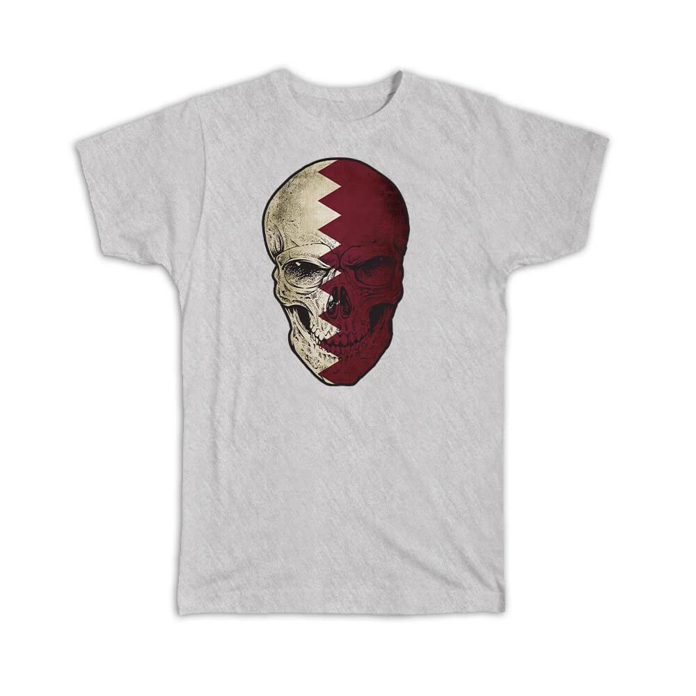 Gift T-Shirt : Qatar Flag Skull Qatari National Colors