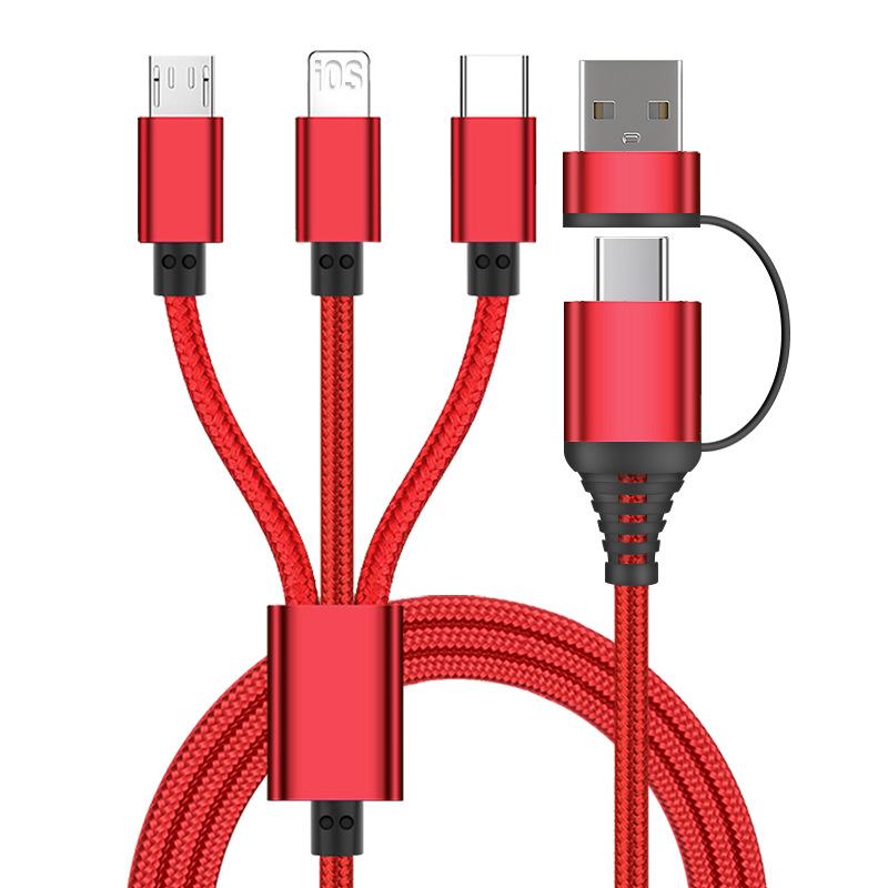 Быстрый зарядный кабель 3-в-1 A+C: Совместимо с устройствами Apple, Huawei и Type-C