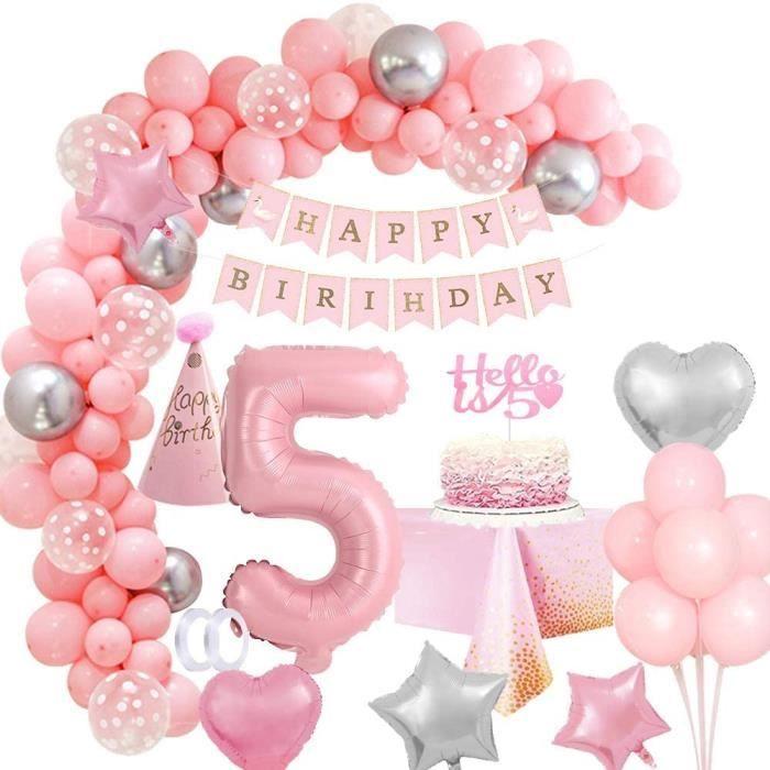 Balloon Garland - Birthday - Girl 5 Years - Pink - Decoration - Giant Balloon Number 5