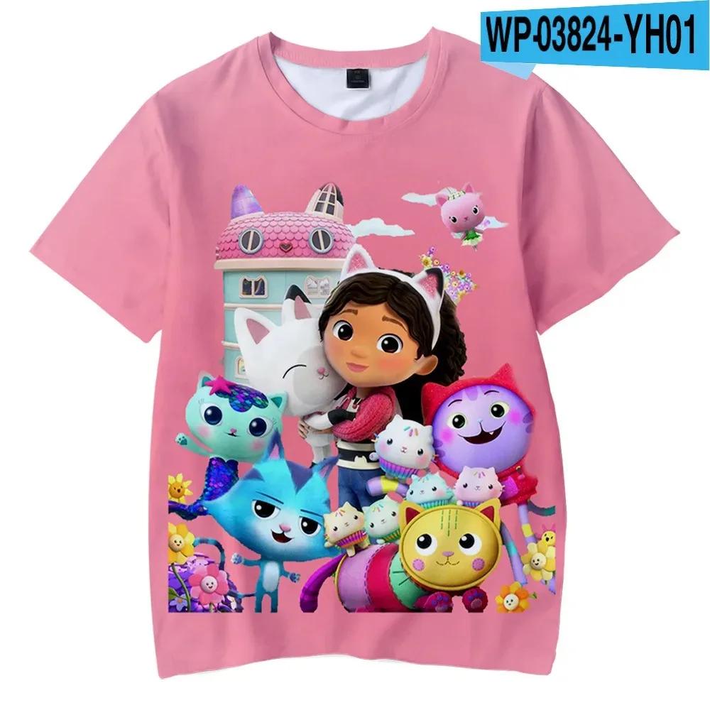 3D принт детские футболки аниме Gabbys DollHouse мальчики девочки милая повседневная одежда мода большие футболки детские футболки топы одежда
