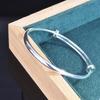 Round Belly Bare Smooth Face Noble Consort Versatile Simple Villa Silver Bracelet Women's Korean Open Bracelet