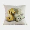 New Us Dollar Decorative Sofa Throw Pillows 18 Inches Square Linen Cotton Money Print Ofiice Chair Seat Cushion Cover Home Decor