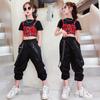 Kids Plaid Dance Fitness Training Set Top + Pants 2 Piece Set