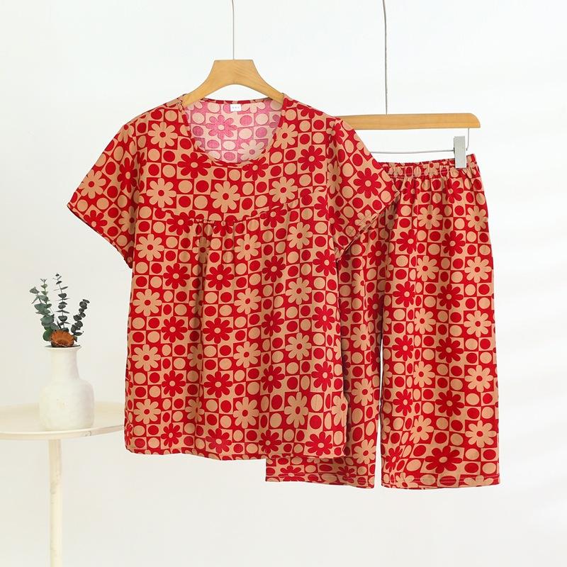 Летний комплект домашней одежды с коротким рукавом, женский тонкий топ с круглым вырезом, шорты, свободная пижама из двух частей