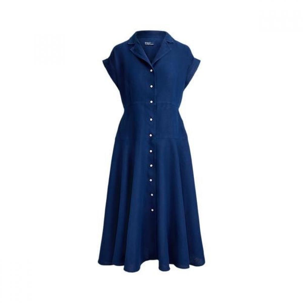 Polo Ralph Lauren Women Linen Cap Sleeve Shirt Dress Wmpodrsnfa21155400