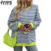 Women's Fashion Casual Spring Fall Stripe Print Long Sleeve O-Neck Blouses & Shirts
