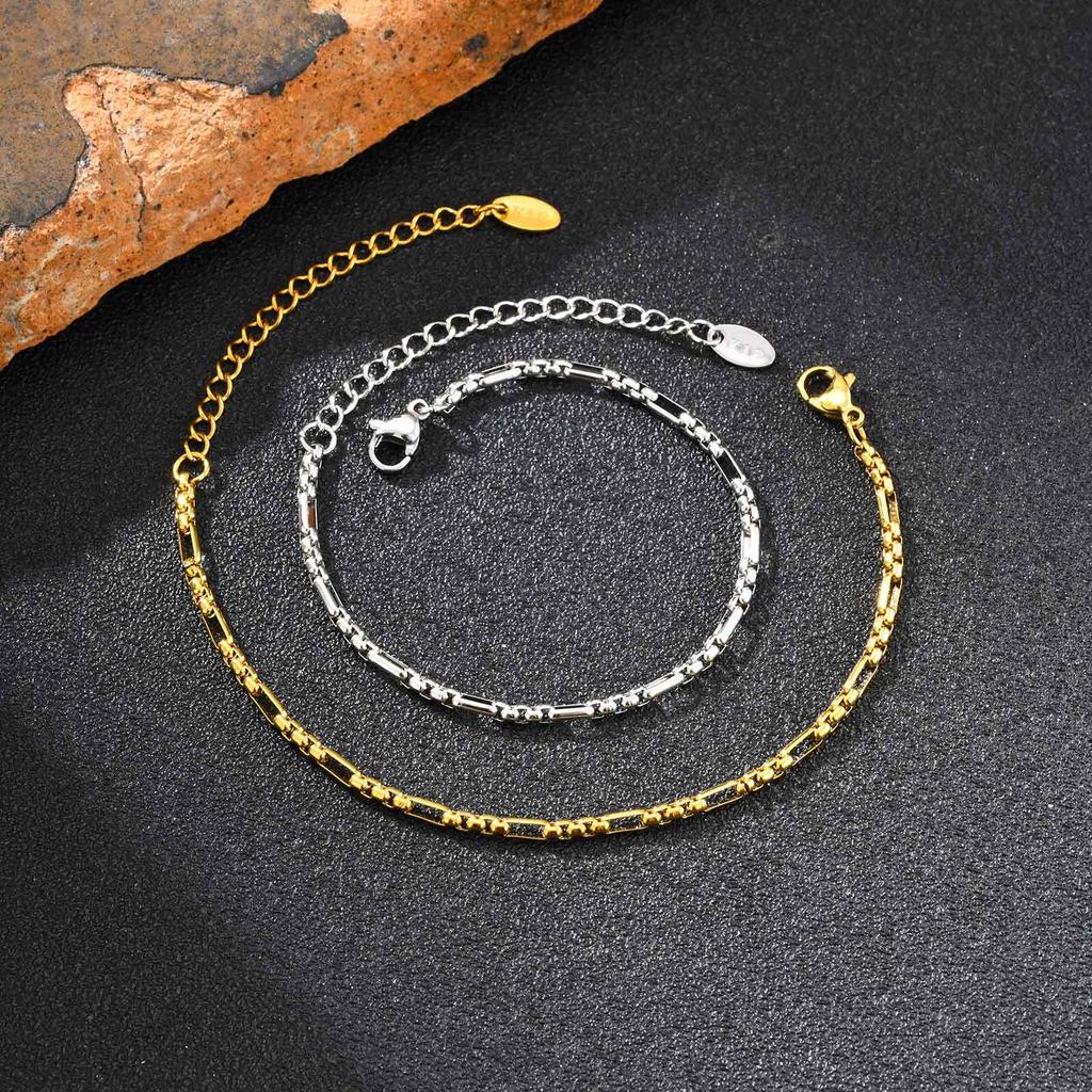 Vnox Stainless Steel Box Chain Bracelet for Men, Adjustable Link Wristband, Gold Silver Color Jewelry Anniversary Gifts
