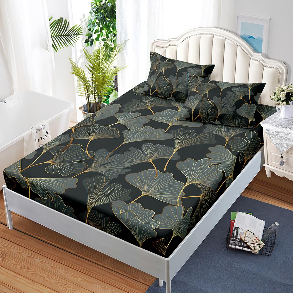 Набор матрасов из трех частей Опавшие листья Осень Покрывало Наволочка Защитный чехол для матраса