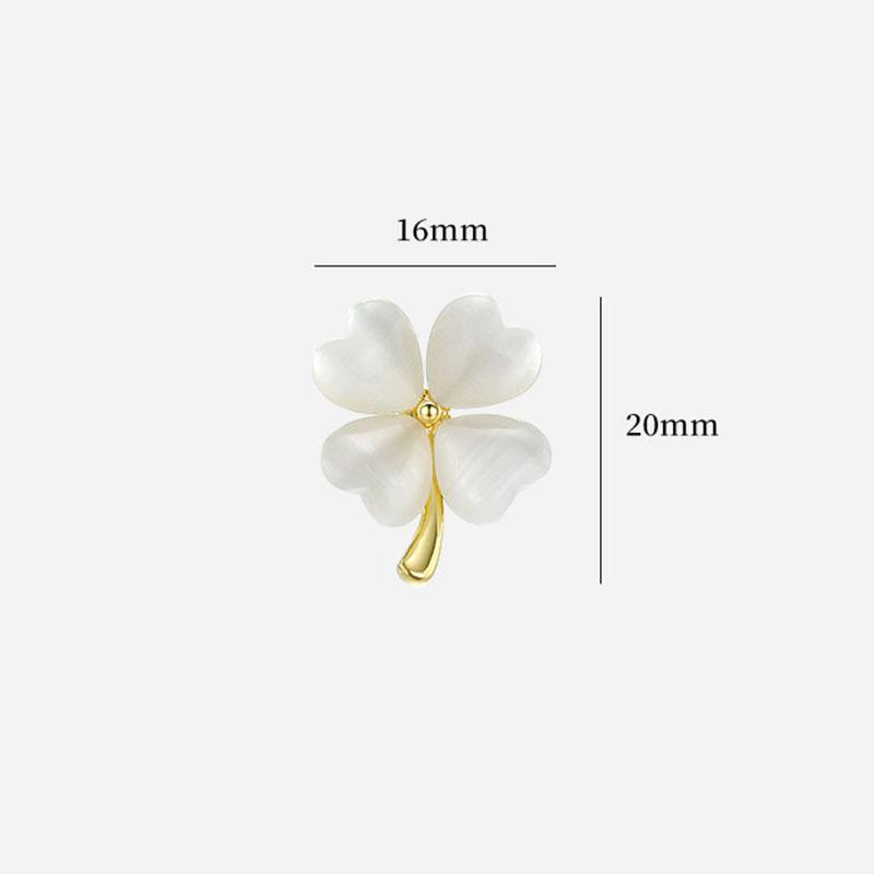 Брошь 'Четырехлистный клевер', Летняя женская брошь класса люкс 'Кошачий глаз' для воротника, Маленькая брошь с антибликовым покрытием, Корсаж