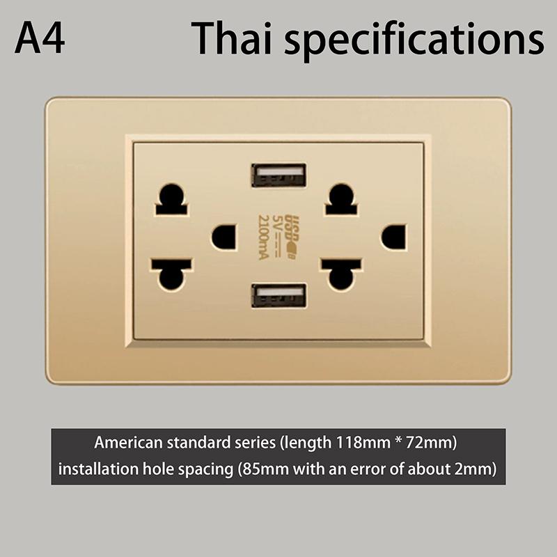 Новое 5 В 2,1 А USB Type-c Зарядное устройство Стандарт Таиланда 118 мм Бытовая Панель Тайский Универсальный Настенный Выключатель Серия Розеток
