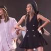 Europe and the United States popular short skirt small black dress women's spring and summer new black suit vest metal buckle dress