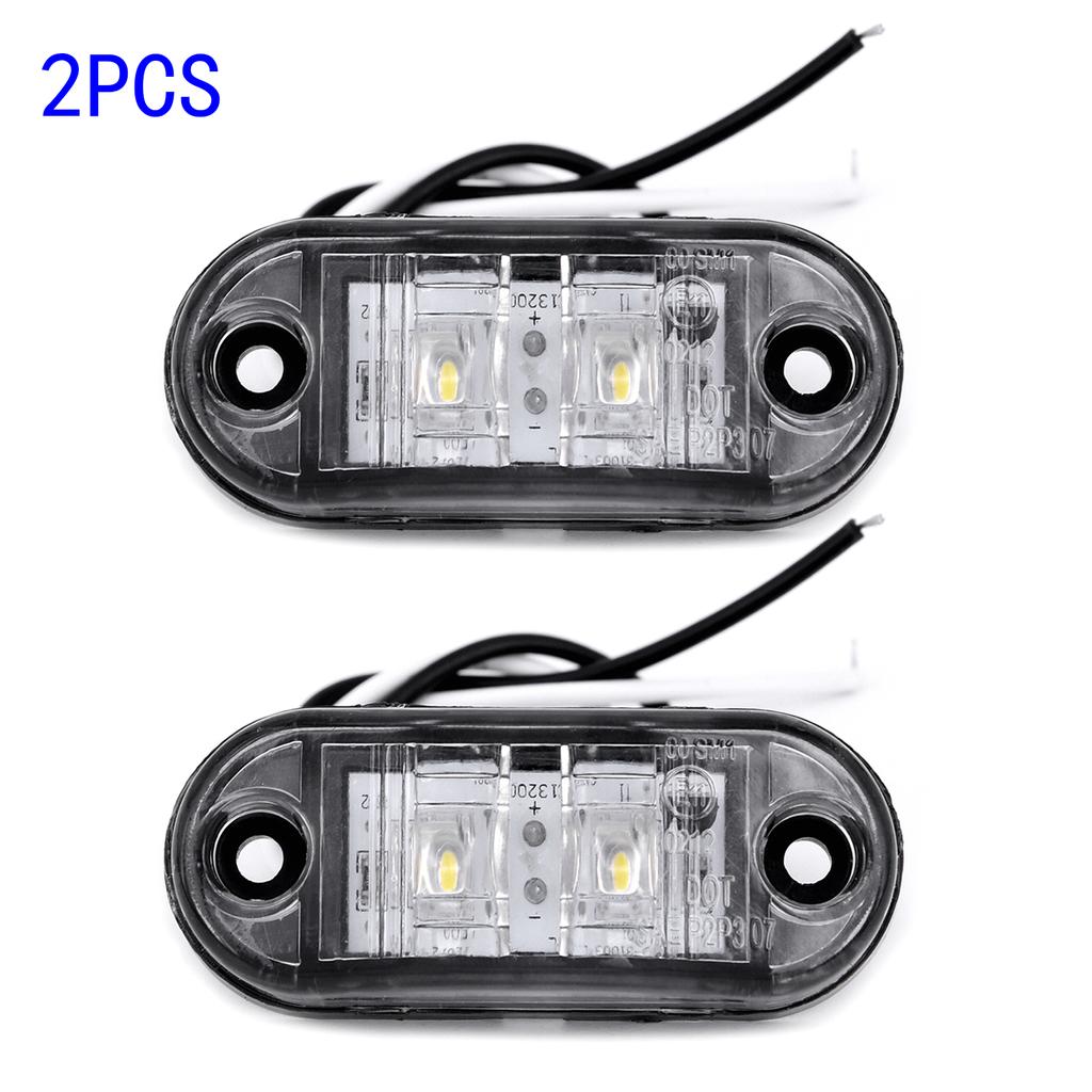 2pcs Set White 12V LED Car Side Marker Tail Light 24V Trailer Truck Lamp