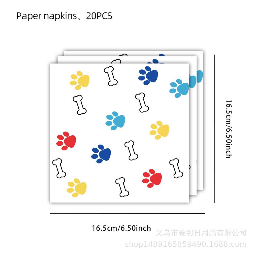 Paw Prints Party Supplies Birthday Decorations Tableware Decorations Banner Tablecloth Napkin Knives And Forks Spoons Paper Cups Paper Towels