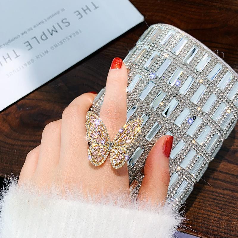 Luxury Zircon Sparkling Diamond Spirit Serpentine Ring Silver Open Ring High Quality Texture Simple and Versatile Trendy Cool Handmade for Women