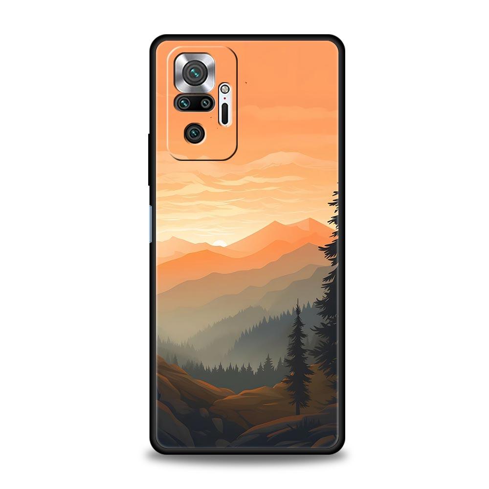 Абстрактный Рассвет в Горах Линия Чехол для Телефона Для Xiaomi Redmi Note 15 14 13 12 5G 11 10 Pro Plus 4G 9S 14C 13C 12C 10C TPU Чехол