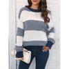 Женский свитер свободного покроя с контрастными полосками в стиле пэчворк на осень/зиму