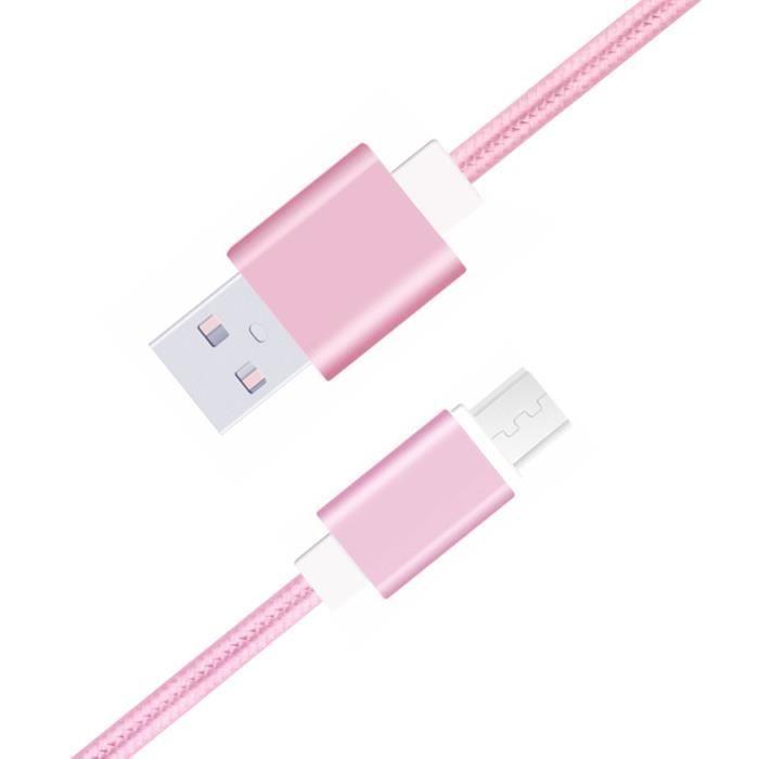 Micro USB Cable for Gooweel M5 Plus Nylon Braided USB Cable 1.3 Meter Fast Charge-Sync-Data Transfer Cable - Pink